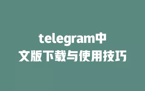 telegram中文版下载与使用技巧 一