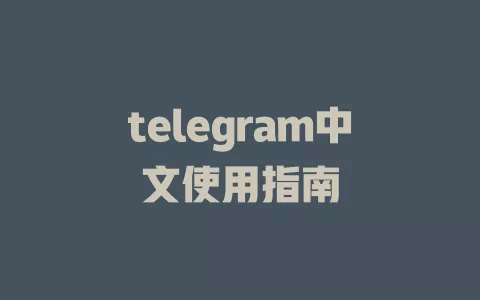 telegram中文使用指南 一