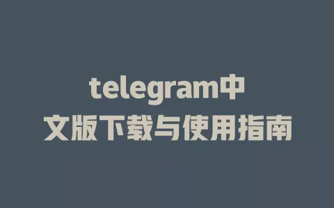 telegram中文版下载与使用指南 一