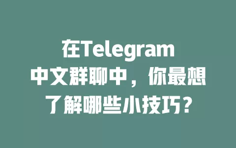 在Telegram中文群聊中,你最想了解哪些小技巧? 一